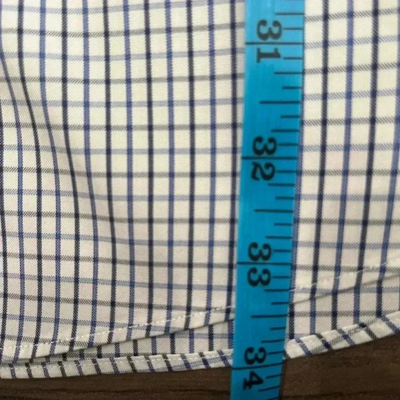 [17]LL Bean Blue Mini Check Oxford  Wrinkle Resistant Dress Shirt - Picture 9 of 10